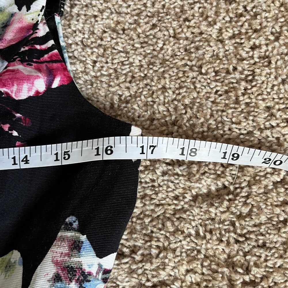 WHBM Dress Womens 6 Black Floral Cotton Stretch Lined Fit & Flare A-Line Pockets - Picture 7 of 8